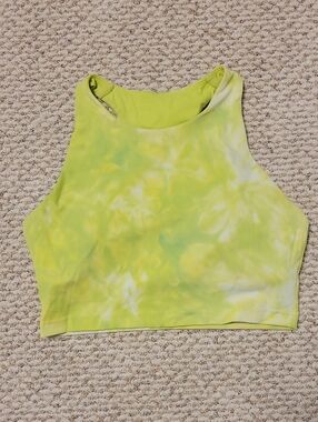 RLY Active Kella Pocket Crop Top Medium Lime Green Tye Dye